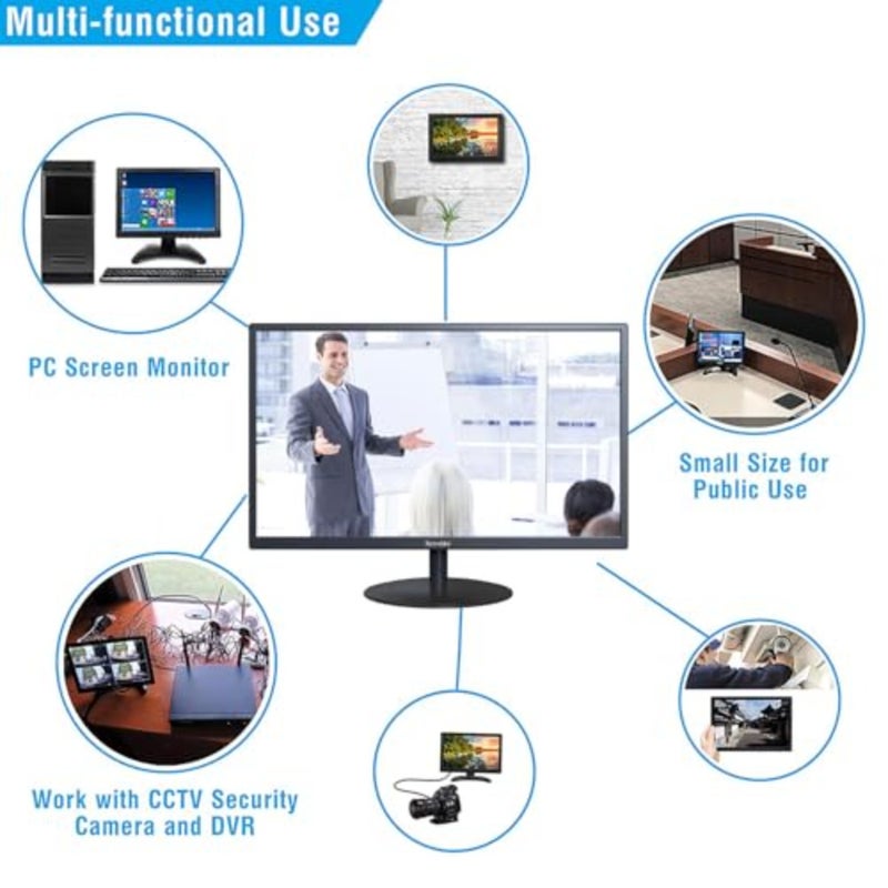 19 inch Monitoring Security Camera Monitor LCD Display Screen Multi-function Interface HDMI, BNC, VGA, AV, USB, CCTV Computer Monitors Built-in Speaker 1440x900 Resolution - Image 2