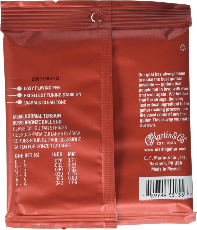 Martin M260 Classical Guitar Strings - Normal Tension, 80/20 Bronze - Image 4