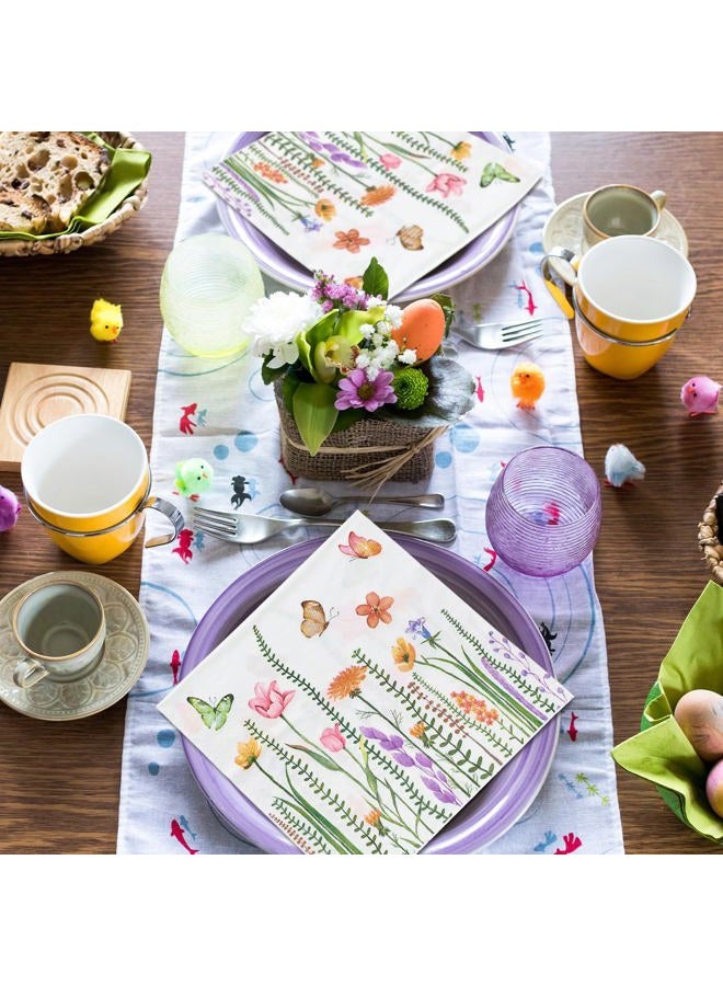AnyDesign 200Pcs Spring Floral Paper Napkins Watercolor Flower Butterfly Disposable Napkins Colorful Decorative Luncheon Dinner Hand Napkins for Party Supplies Table Decor, 6.5 x 6.5 Inch - Image 4