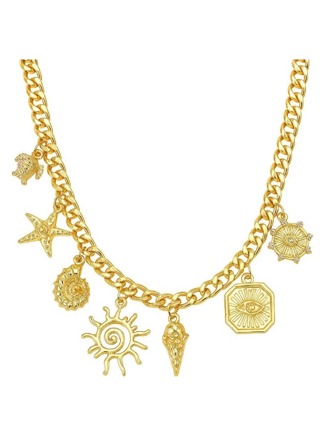 فلافي عقد نسائي بتصميم سلسلة سميكة ودلايات مميزة – لمسة راقية - Image 3