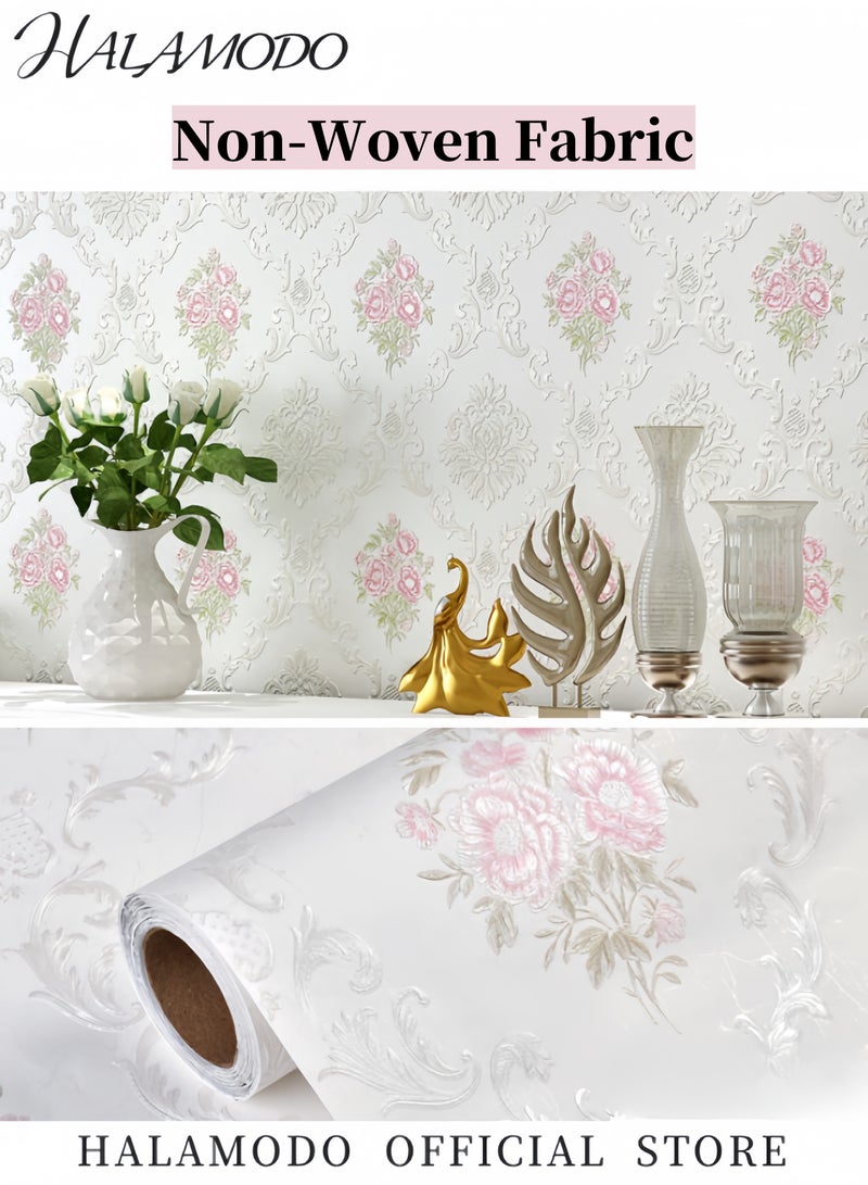 HALAMODO Wallpaper 3D Embossed Floral Contact Paper Self Adhesive Wallpaper Peel and Stick Wall Decor for Living Room Bedroom Kitchen Bathroom Wall Blooming Wall Peel and Stick - Image 4