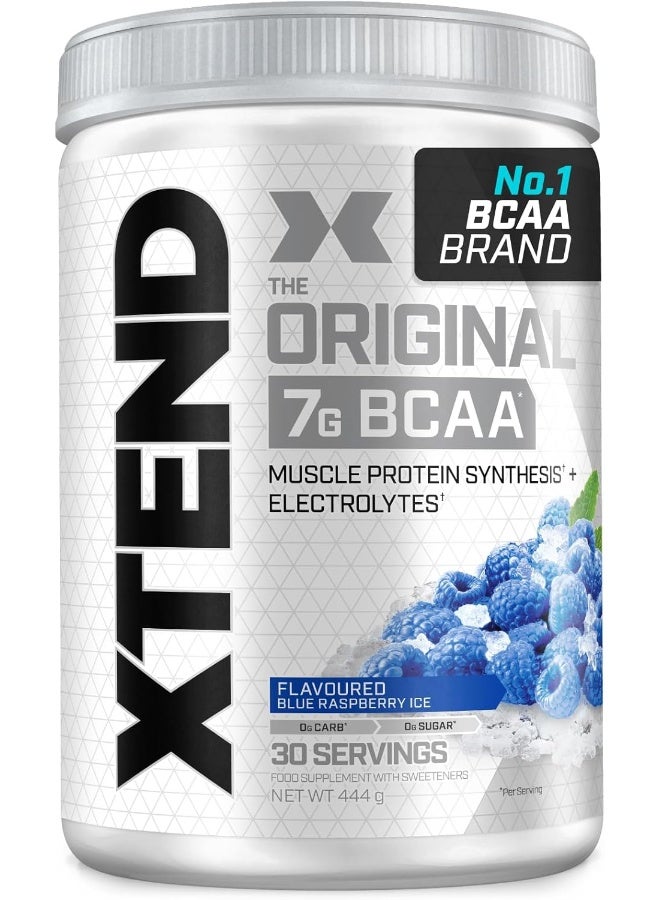 SCIVATION XTEND Original BCAA Powder Blue Raspberry Ice 30 Servings | 7g BCAAs Per Serving | Sugar Free Branched Chain Amino Acids and Electrolytes Powder for Post Workout Muscle Recovery and Hydration - Image 1