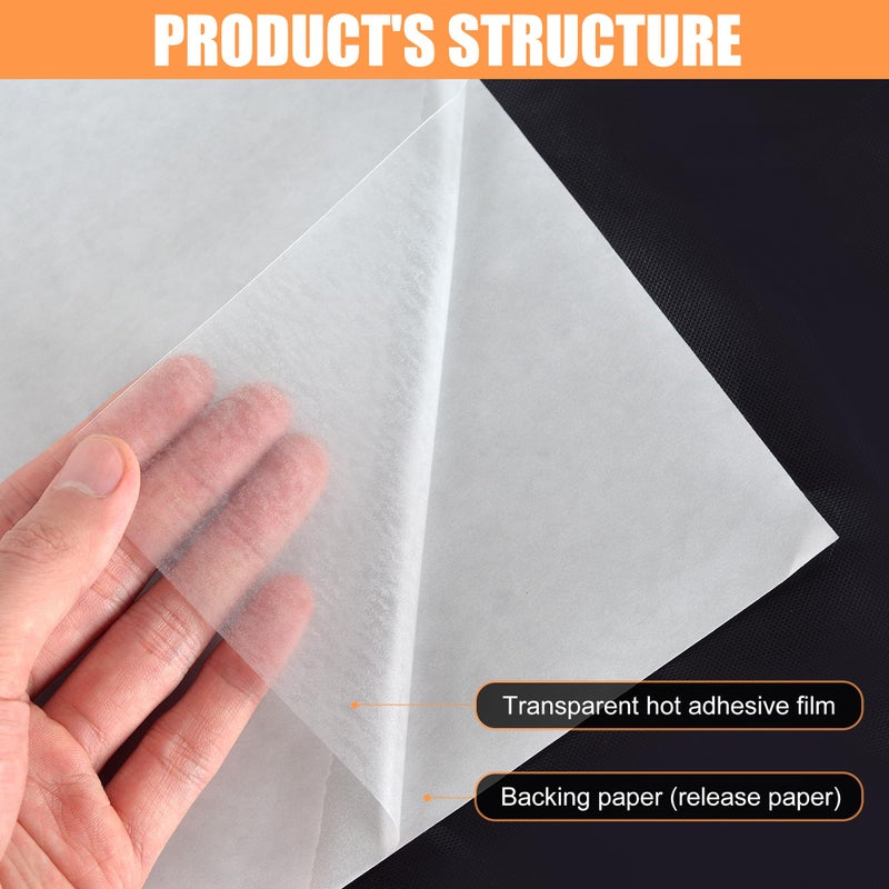 KOPAIBOS KEPAIBOS Double Sided Iron On Adhesive Sheets with Backing Easy-Iron Permanent Fusible Patch Fabric Glue A4 Size 20 PCS (Lightweight M) - Image 3