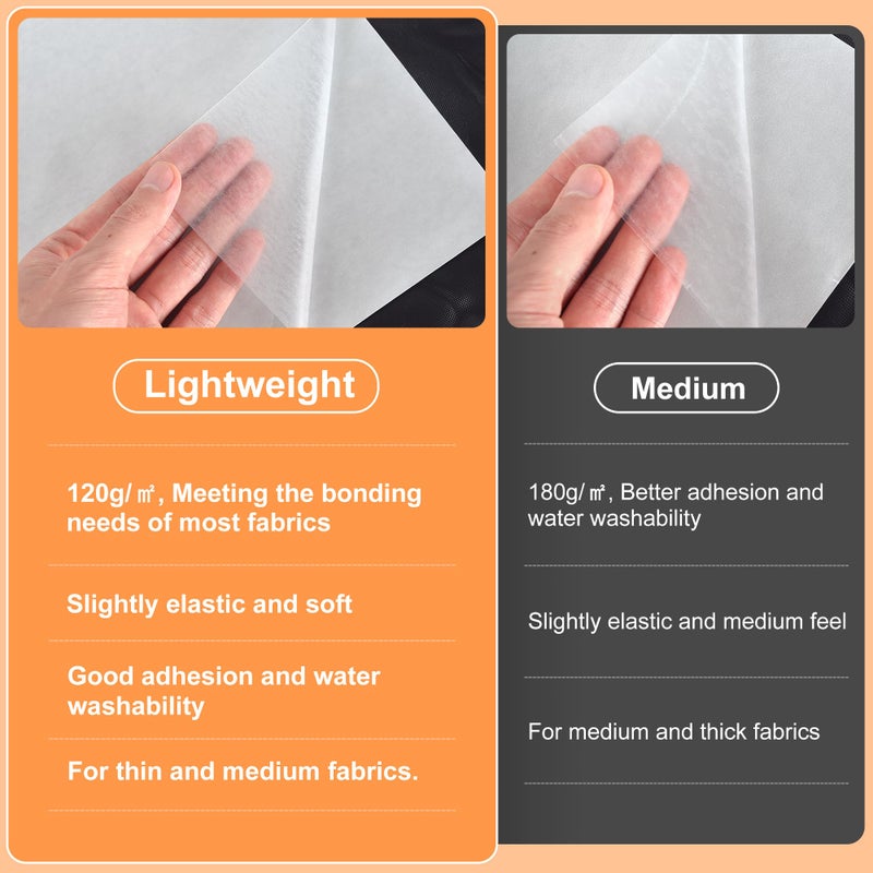 KOPAIBOS KEPAIBOS Double Sided Iron On Adhesive Sheets with Backing Easy-Iron Permanent Fusible Patch Fabric Glue A4 Size 20 PCS (Lightweight M) - Image 5