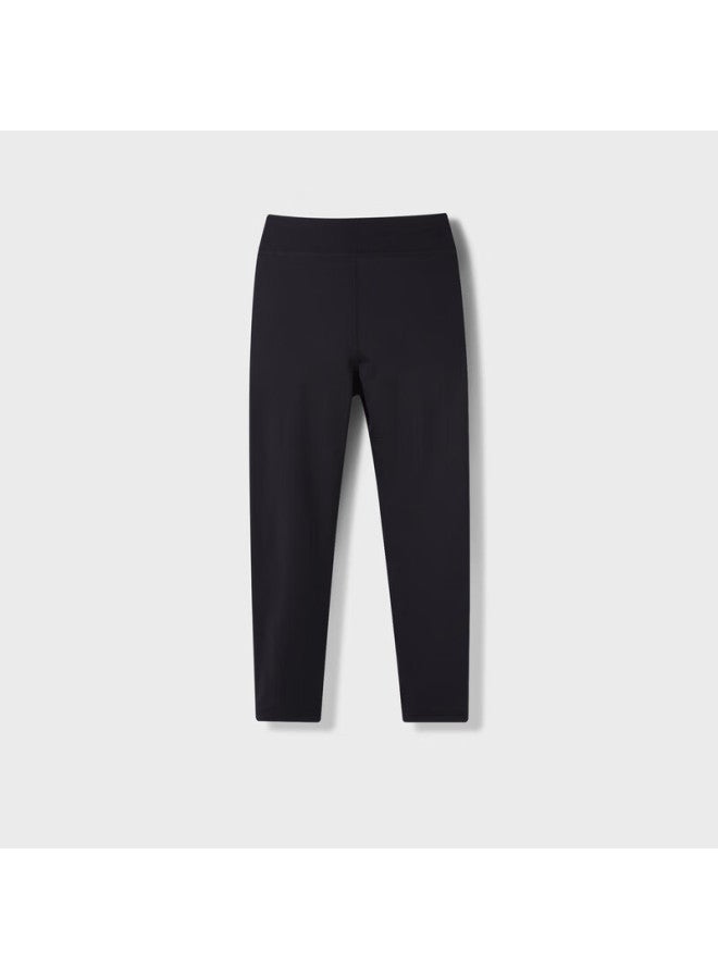 Annil Girls' Full Waist Knit Leggings For Autumn, Black, Size 120 - Image 1