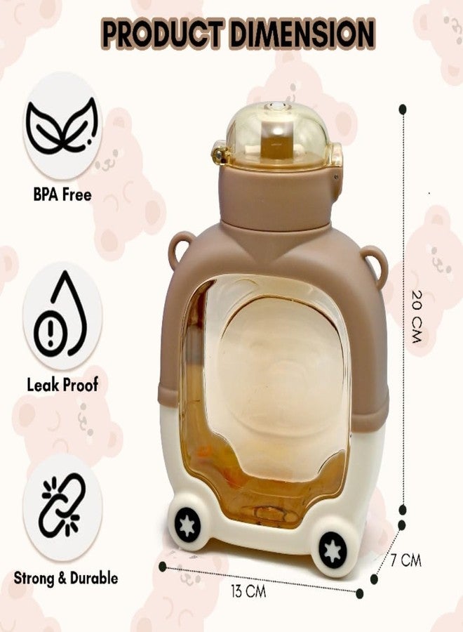 CRAFTHUT Cute Bear Water Bottle for Kids, Cute Design Water Bottle with Sipper, Sipper Bottle for Kids - BPA Free, Leak Proof, Strong & Durable Kids Cartoon Water Bottle for Kids - 1000 ML - Image 2