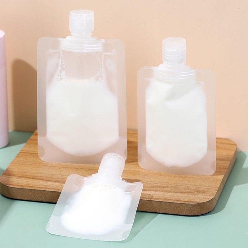Simxen Simxen Travel Fluid Makeup Packing Bag Transparent Clamshell Packaging Bag Plastic Stand Up Spout Pouch Refillable Empty Squeeze Pouch for Lotion/Shampoo/Face Cream/Hand Soap(Gift Funnel) - Image 1