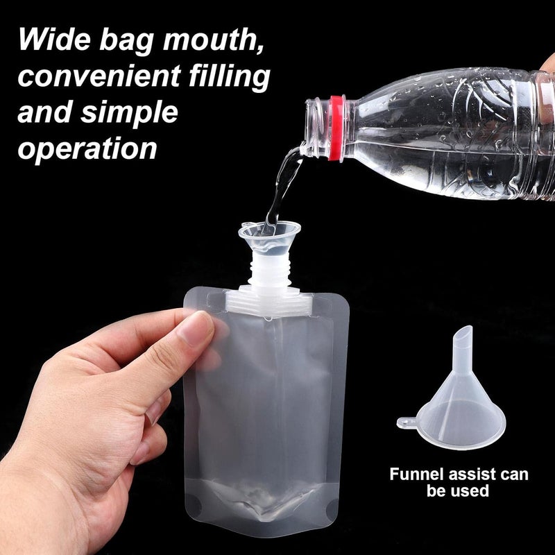 Simxen Simxen Travel Fluid Makeup Packing Bag Transparent Clamshell Packaging Bag Plastic Stand Up Spout Pouch Refillable Empty Squeeze Pouch for Lotion/Shampoo/Face Cream/Hand Soap(Gift Funnel) - Image 5