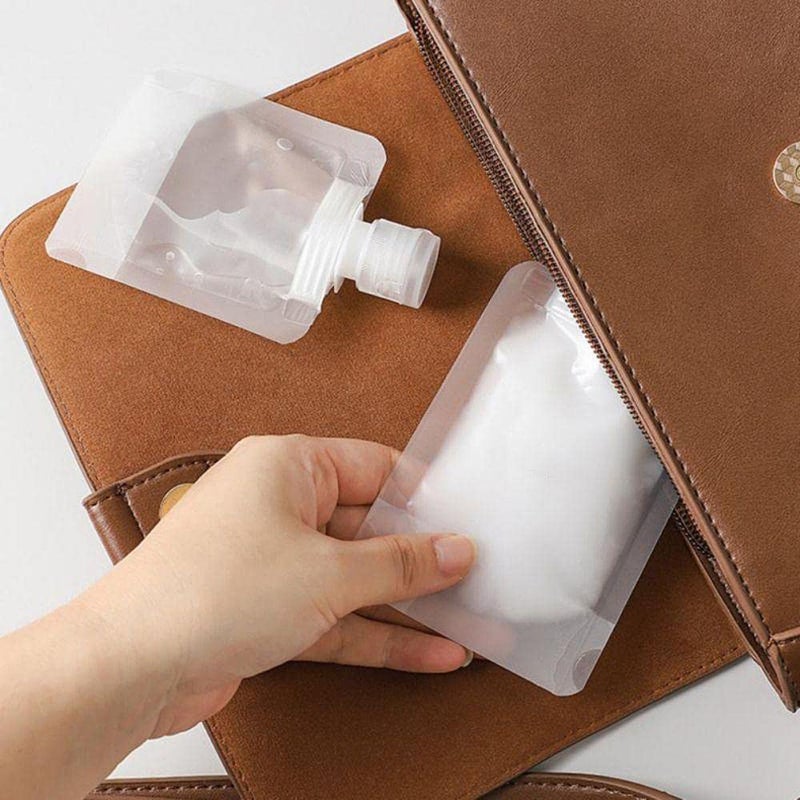 Simxen Simxen Travel Fluid Makeup Packing Bag Transparent Clamshell Packaging Bag Plastic Stand Up Spout Pouch Refillable Empty Squeeze Pouch for Lotion/Shampoo/Face Cream/Hand Soap(Gift Funnel) - Image 3