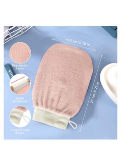 RATSAW 3 Pcs Exfoliating Gloves Body Scrub Mitt Bathroom Washcloth durable mitten for Women Men Light Pink Black Brown  - Image 2