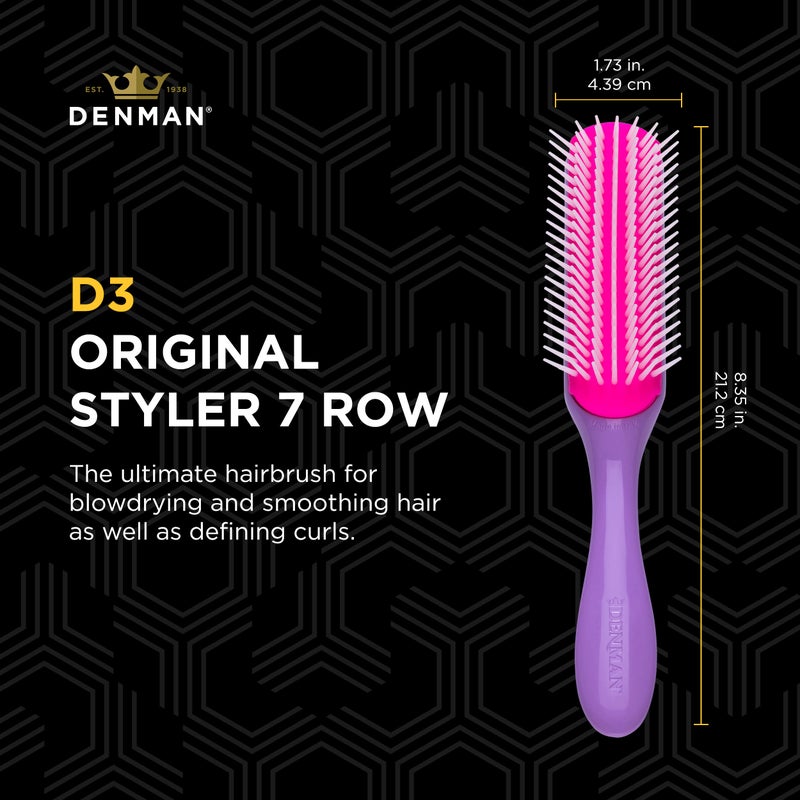 Denman Curly Hair Brush D3 (African Violet) 7 Row Styling Brush for Detangling, Separating, Shaping and Defining Curls - For Women and Men - Image 2