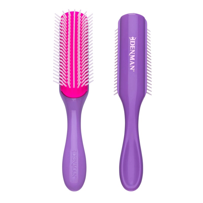 Denman Curly Hair Brush D3 (African Violet) 7 Row Styling Brush for Detangling, Separating, Shaping and Defining Curls - For Women and Men - Image 1