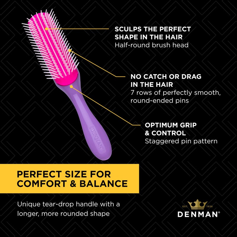 Denman Curly Hair Brush D3 (African Violet) 7 Row Styling Brush for Detangling, Separating, Shaping and Defining Curls - For Women and Men - Image 5