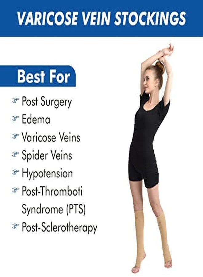 AccuSure Anti-Embolism Knee Length Stockings, Medical Compression, Open Toe for Varicose Vein (Medium) - Image 3
