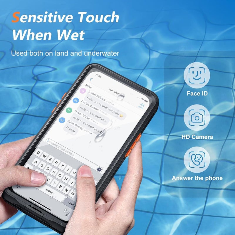 NALACAL جراب مقاوم للماء لهاتف iPhone، جراب هاتف للغوص والغطس تحت الماء لهاتف iPhone 15 14 13 12 /15Pro 14Pro 13Pro 12Pro، حقيبة جافة لهاتف iPhone، جراب تصوير غوص عالي الدقة تحت الماء أساسيات السفر، أسود - Image 5