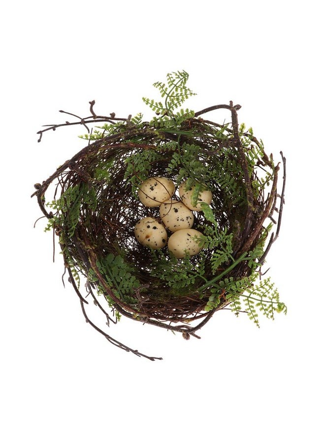 YARNOW - YARNOW Artificial Fake Birds nest Bird Nest with 5 Eggs Rattan Bird Nest Decoration Small Fake Birds Nest Ornament for Home Easter Artificial Bird nest Decor Bird nest Decoration - Image 1