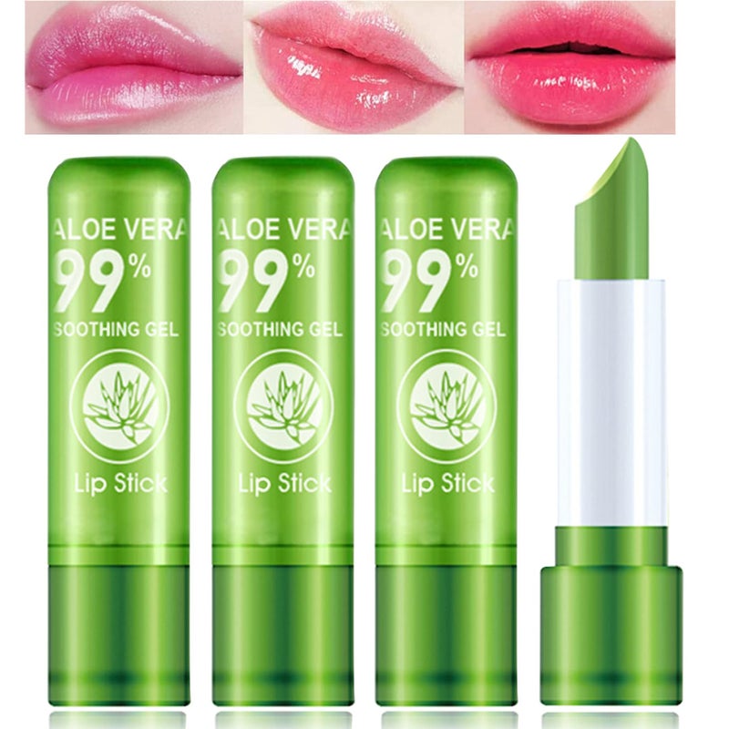 WYBLZPXZ WYBLZPXZ 4 Pcs Aloe Vera LipstickLong Lasting Lip Care Nutritious Plumper Lip Balm Moisturizer Magic Temperature Color Change Lip Gloss
