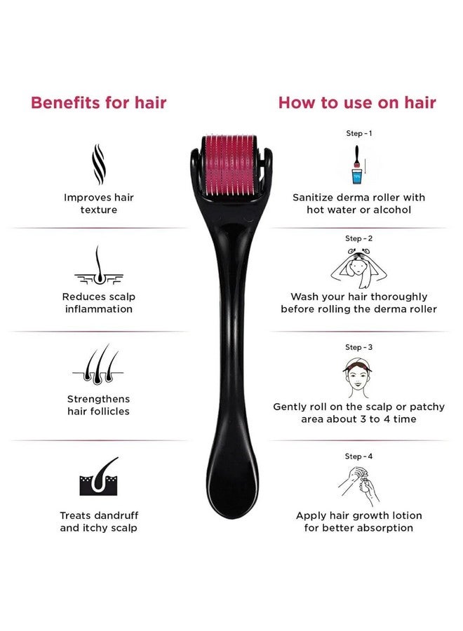 Derma Roller For Hair And Beard Regrowth 540 Micro 0.5MM Titanium Alloy Needles Reduces Hair Fall & Stimulates Hair Follicles, Safe and Effective Easy to use | Skin Care Men and Womens - Image 2
