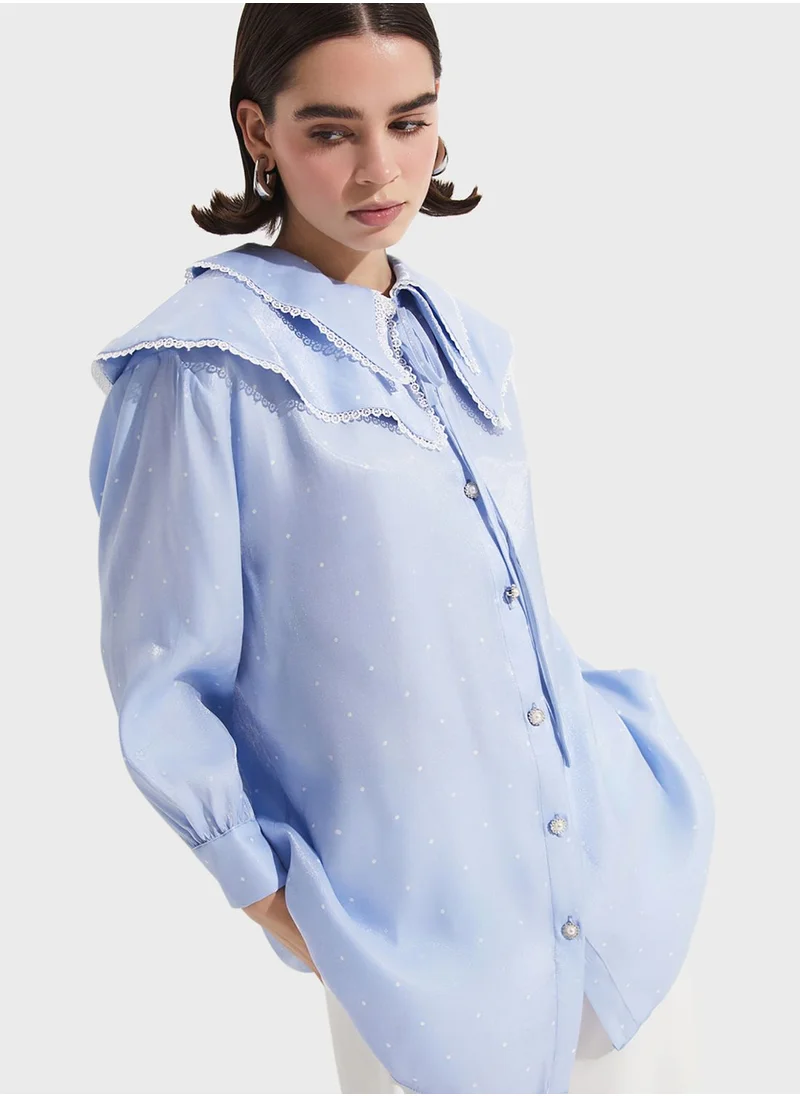 JUNE Baby Collar Button Down Shirt