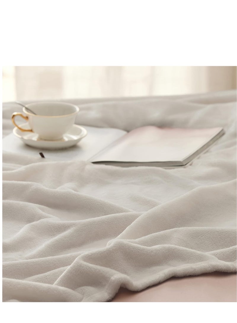 Moon Flannel and Microfiber Sofa Blanket, Luxury Light Silver Throw Blanket, Single Size Lightweight and Comfortable for Bed and Sofa, Super Soft and Warm Solid Color - Image 3