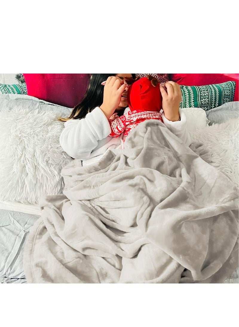 Moon Flannel and Microfiber Sofa Blanket, Luxury Light Silver Throw Blanket, Single Size Lightweight and Comfortable for Bed and Sofa, Super Soft and Warm Solid Color - Image 2
