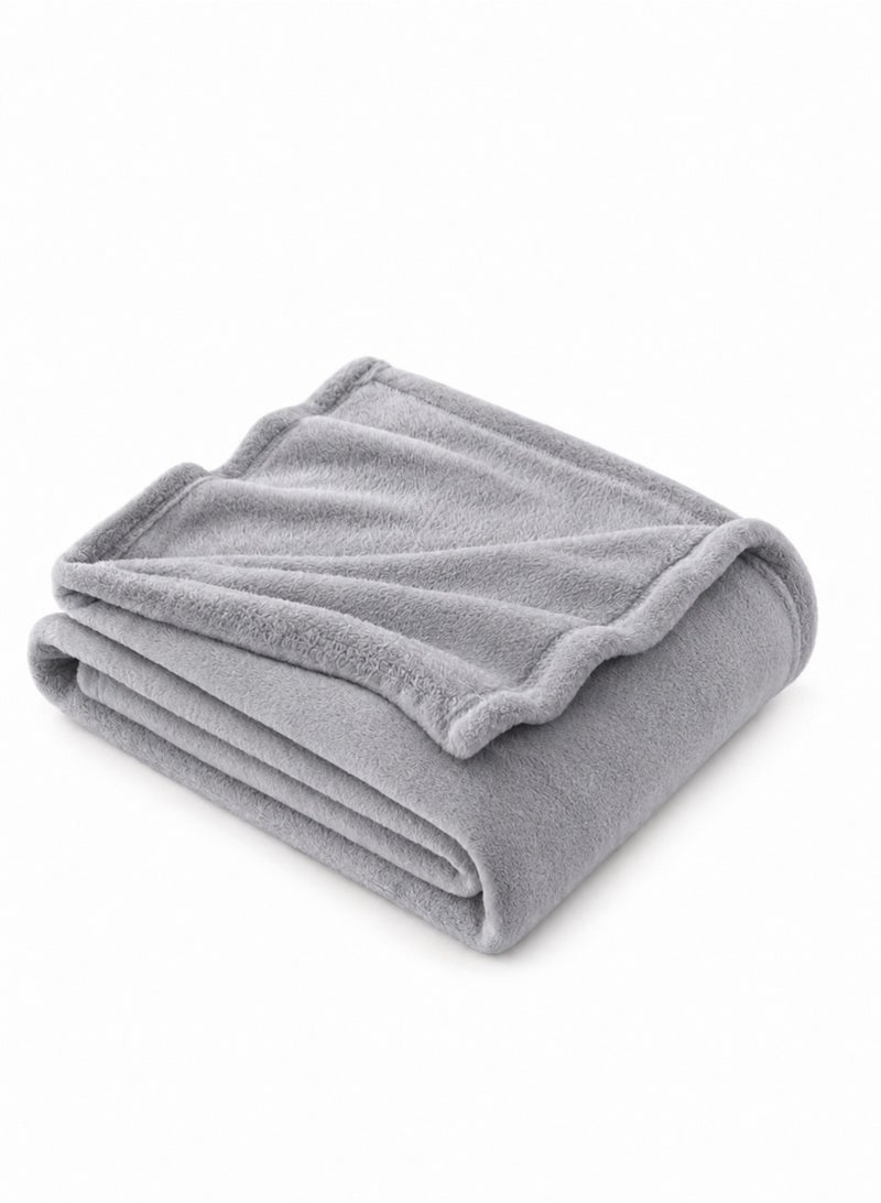 Moon Flannel and Microfiber Sofa Blanket, Luxury Light Silver Throw Blanket, Single Size Lightweight and Comfortable for Bed and Sofa, Super Soft and Warm Solid Color - Image 1