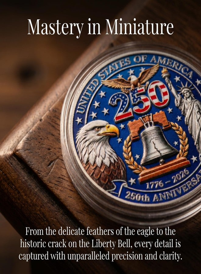 ENGVZ 250th Anniversary USA Commemorative Coin 1776-2026, Double-Sided Relief Challenge Coin Statue of Liberty Engraved Souvenir Gift - Image 4