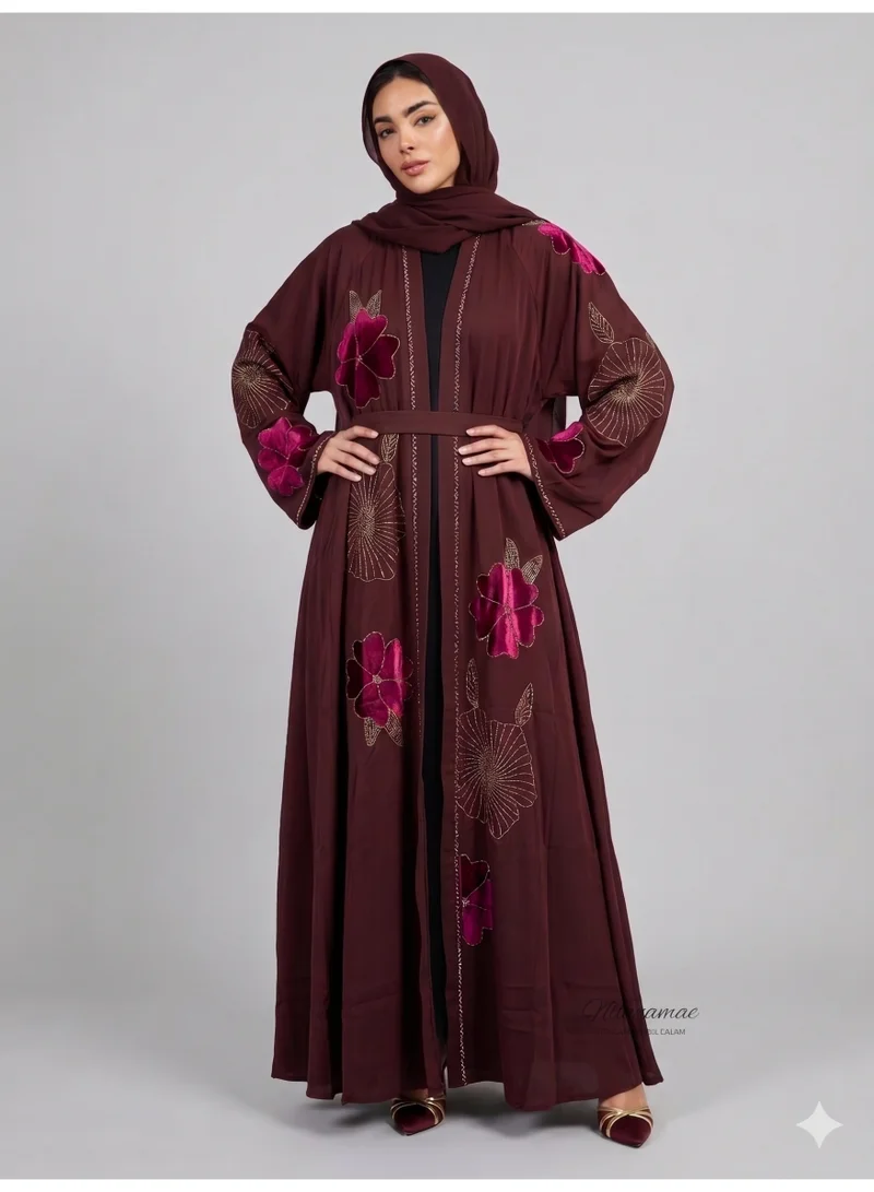 عباءات ريم Embellished Abaya with Matching Sheila