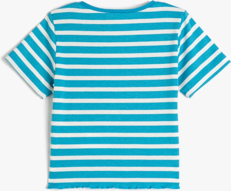 KOTON Crop T-Shirt Short Sleeve Crew Neck Slim Fit Ribbed