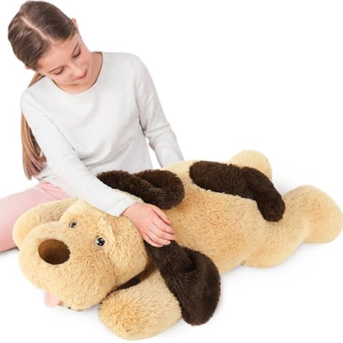 MorisMos Giant Dog Stuffed Animals 31inch Large Dog Plush Fluffy Soft Big Puppy Pillow Birthday Gift for Kids Girls Boys Brown - Image 1