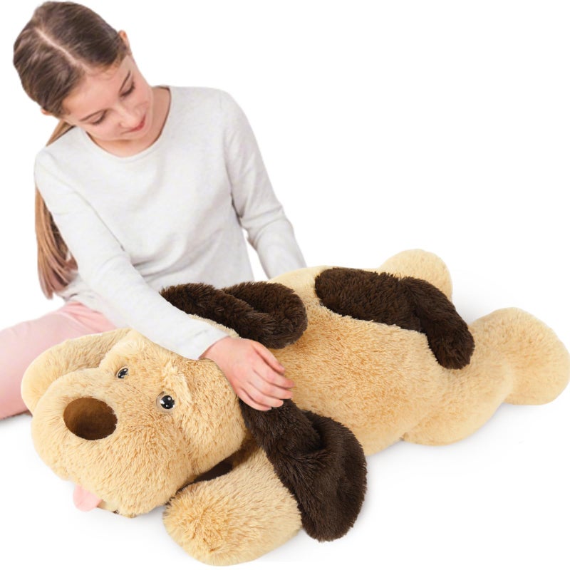 MorisMos Giant Dog Stuffed Animals 31inch Large Dog Plush Fluffy Soft Big Puppy Pillow Birthday Gift for Kids Girls Boys Brown - Image 3