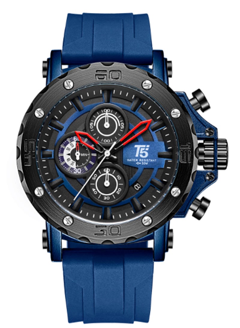 T5 Mens Chronograph Silicone Strap Watch H3865G - Image 1
