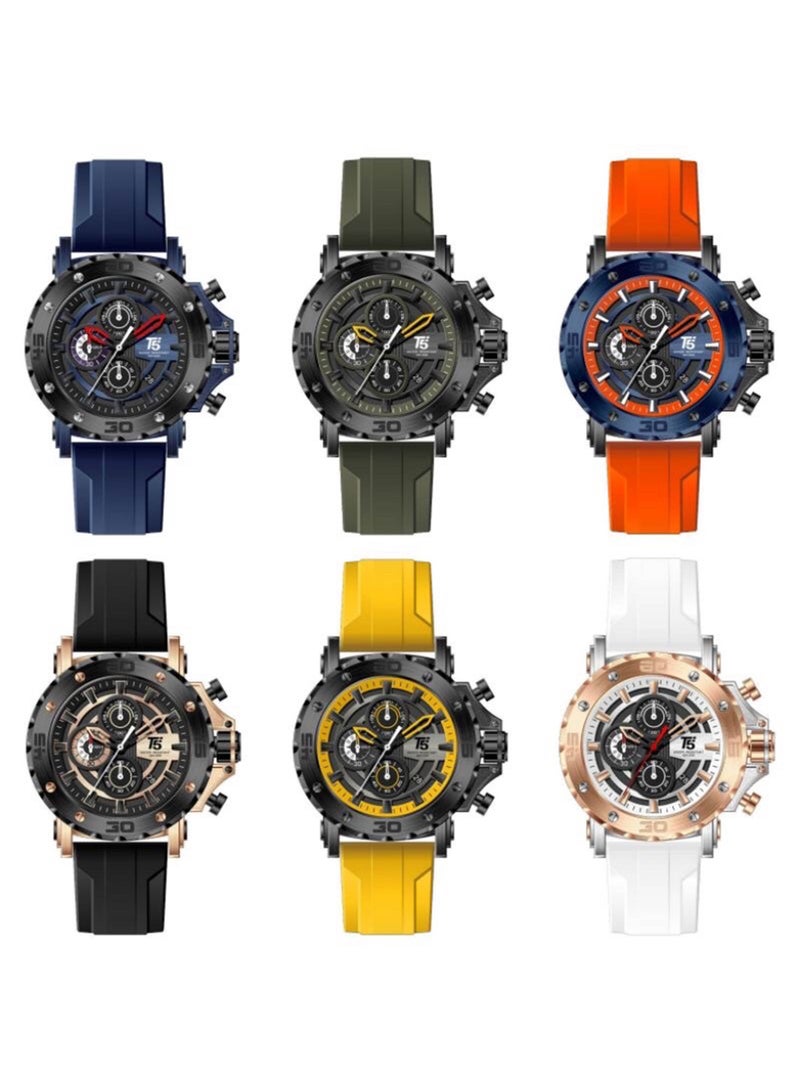 T5 Mens Chronograph Silicone Strap Watch H3865G - Image 4