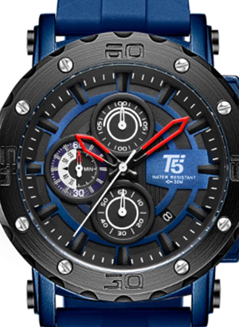 T5 Mens Chronograph Silicone Strap Watch H3865G - Image 3