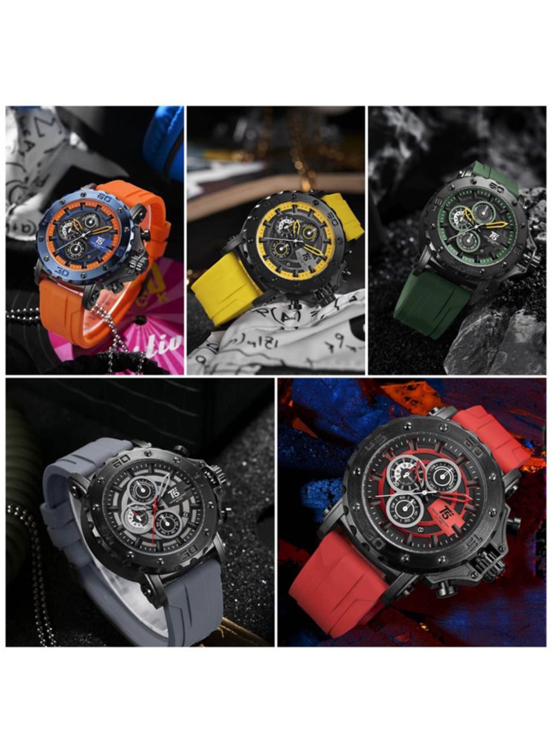 T5 Mens Chronograph Silicone Strap Watch H3865G - Image 5