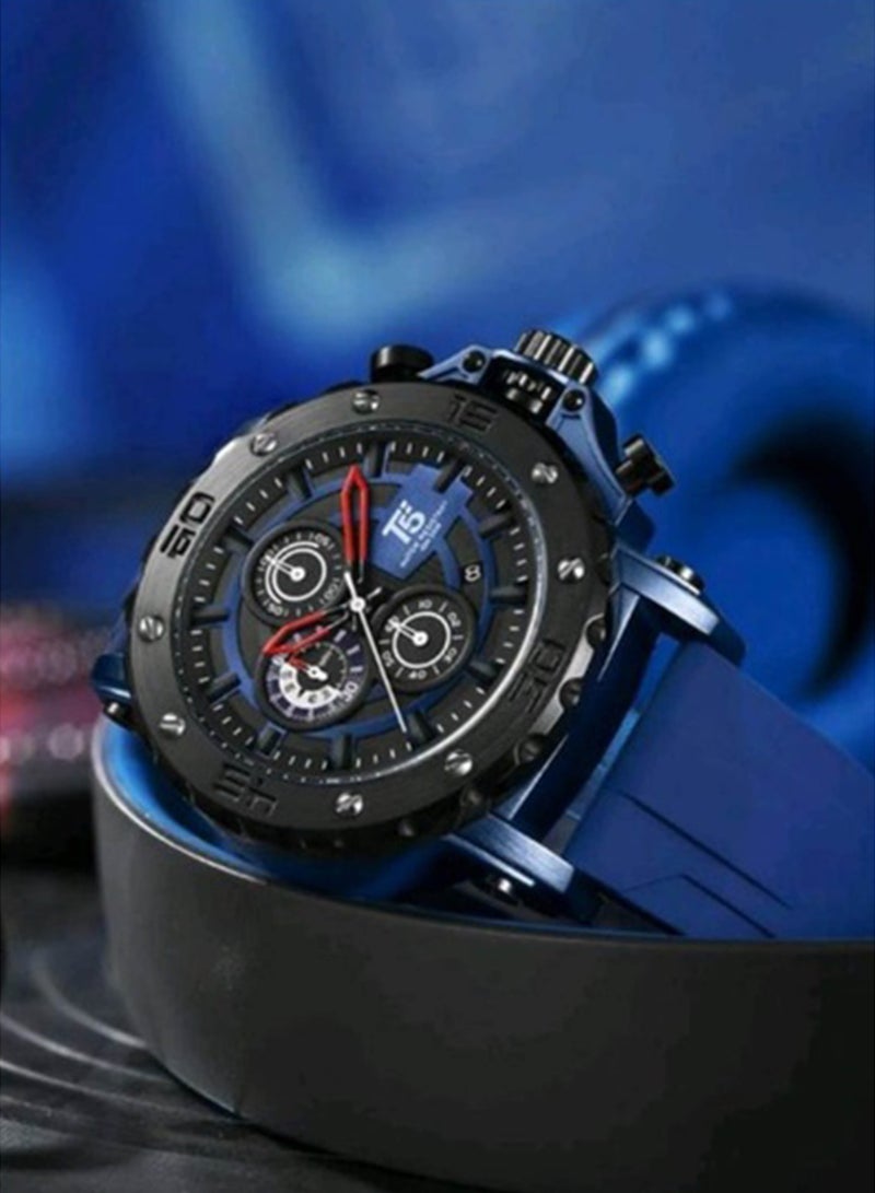 T5 Mens Chronograph Silicone Strap Watch H3865G - Image 2