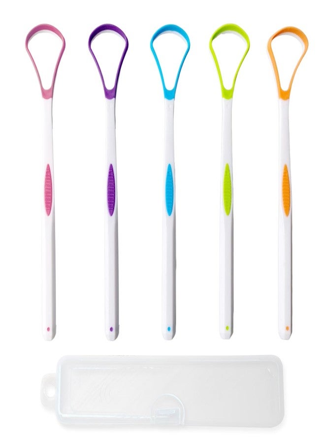 Ceonam 5 Pieces Tongue Scraper Cleaner for Adult & Kids, Colorful Plastic Tongue Brush Oral Care Scrapers Kits for Fresh Breath Mouth Health Cleaning Accessory - Image 1