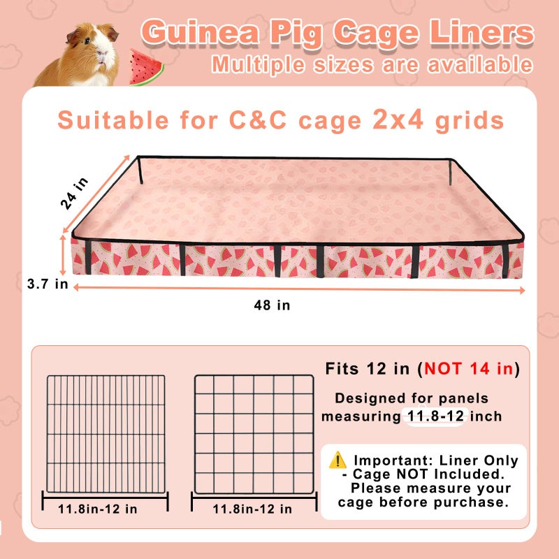 JOGEPEYO Waterproof Guinea Pig Cage Liners, Washable & Reusable Small Animal Cage Mat, for Rabbit, Hamster, Chinchilla, Hedgehog (Watermelon),C&C 24x48 inches - Image 5