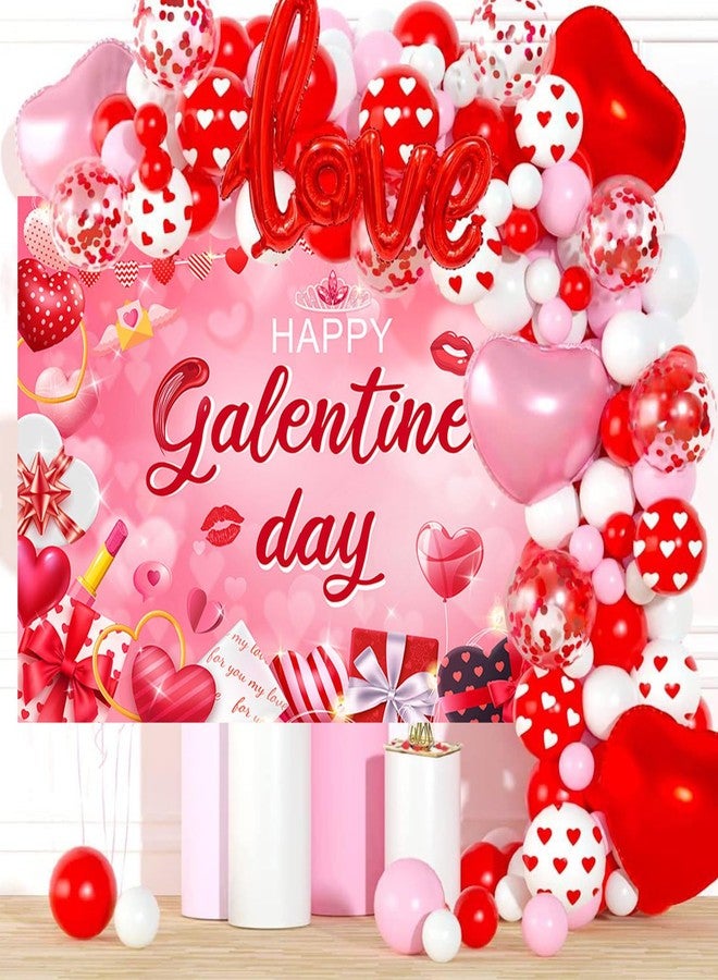 Mocsicka Happy Galentine's Day Banner Backdrop Red Large Galentine's Day Party Decorations for Ladies Celebration Photography Background Party Supplies (Pink, 70.8x43.3 inch) - Image 5