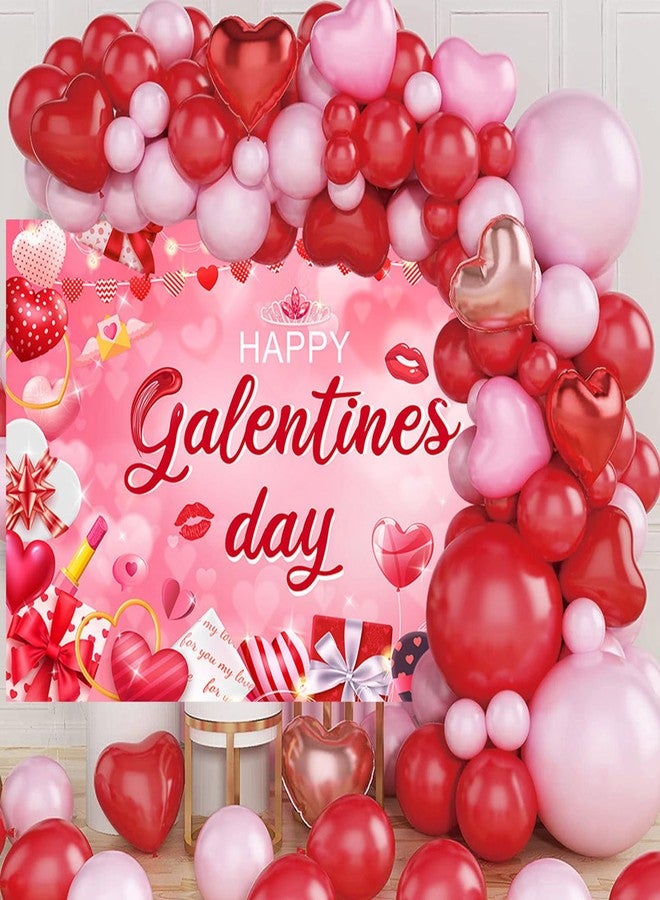 Mocsicka Happy Galentine's Day Banner Backdrop Red Large Galentine's Day Party Decorations for Ladies Celebration Photography Background Party Supplies (Pink, 70.8x43.3 inch) - Image 4