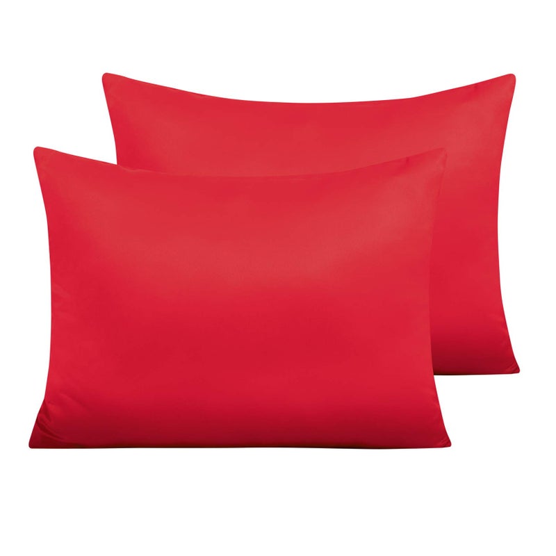 NTBAY Zippered Satin Pillow Cases for Hair and Skin  Luxury Standard Hidden Zipper Pillowcases Set of 2  20x26 Inches  Red - Image 1