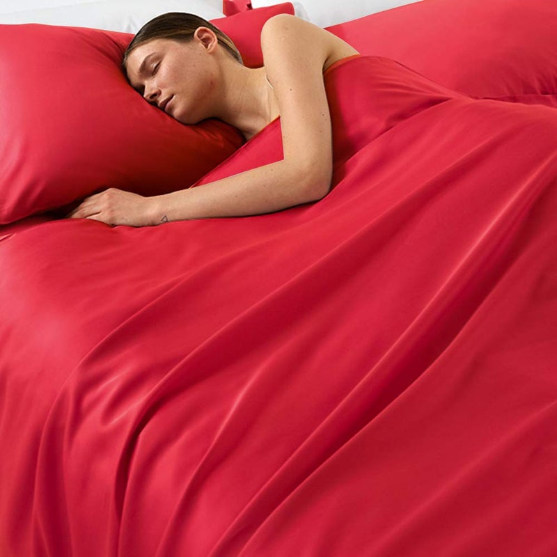 NTBAY Zippered Satin Pillow Cases for Hair and Skin  Luxury Standard Hidden Zipper Pillowcases Set of 2  20x26 Inches  Red - Image 5