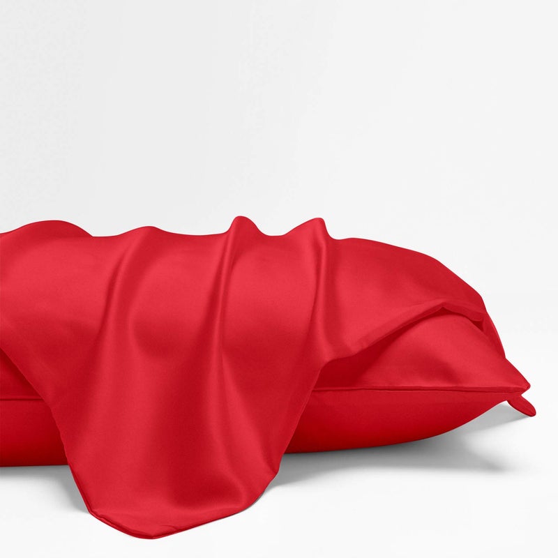 NTBAY Zippered Satin Pillow Cases for Hair and Skin  Luxury Standard Hidden Zipper Pillowcases Set of 2  20x26 Inches  Red - Image 4