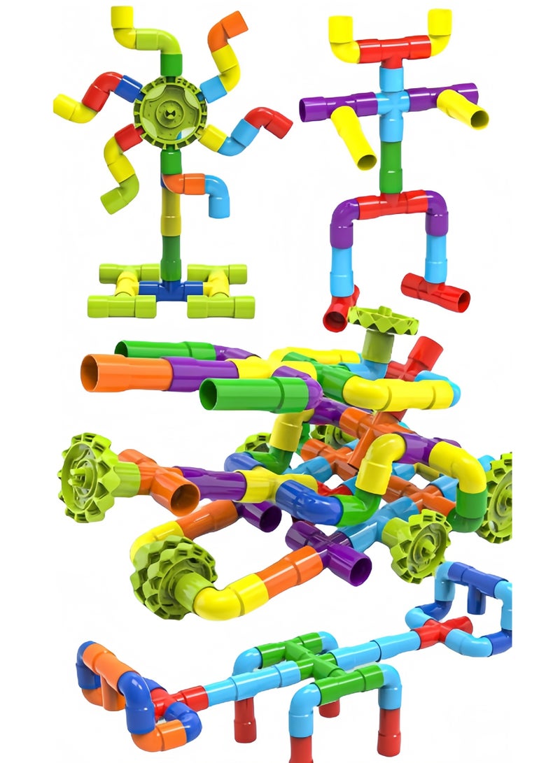 108Pcs Classic Building Blocks Assembly of Toys ith 8 vehicles to assemble the car, DIY Water Pipe Building Blocks Toy, Educational Toy Track Building Blocks Set, Gift for Creative Learning Educatio - Image 3