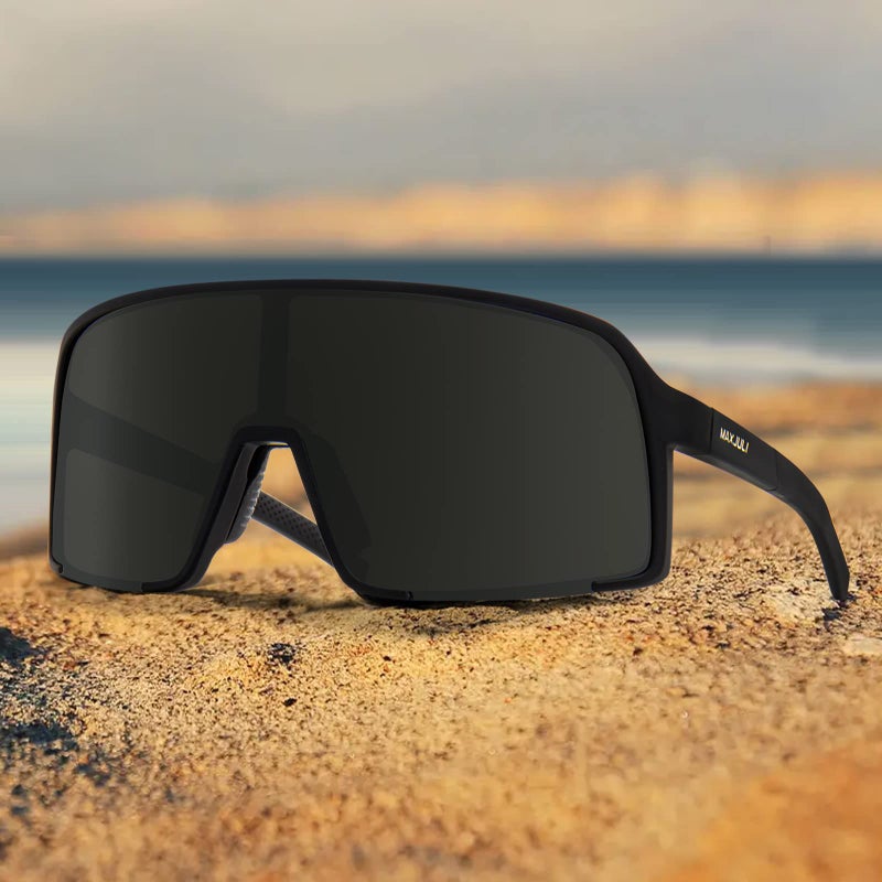 MAXJULI Polarized Sunglasses for Men Women, Windproof Outdoor Sports Cycling Running UV400 Protection Sun Glasses 8133 (Black/Grey) - Image 2