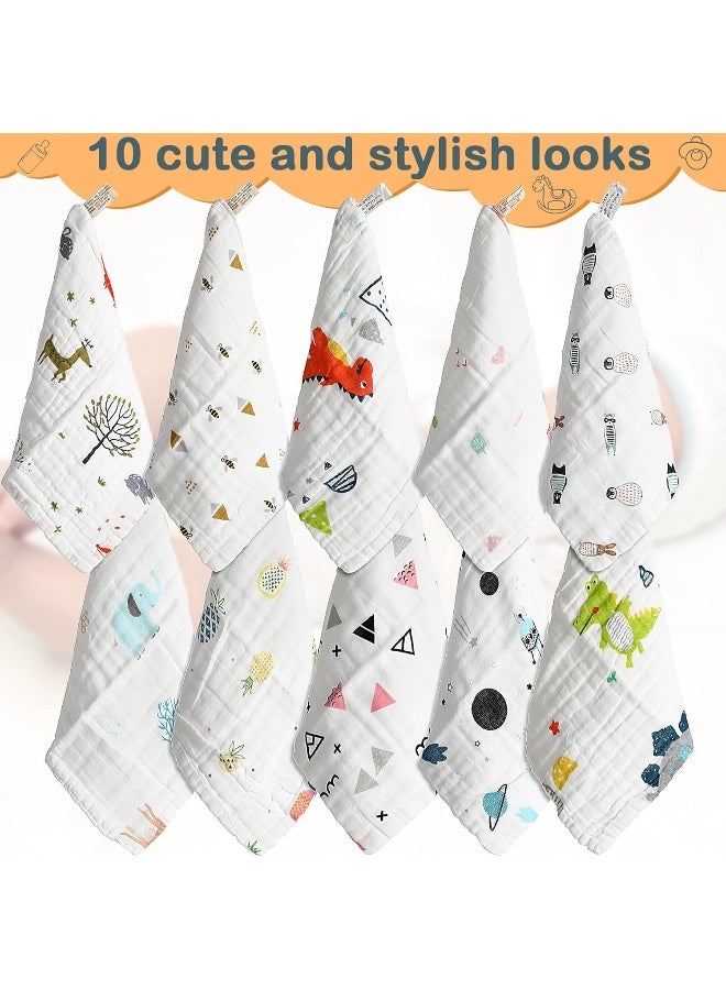 Chumia 20 Pack Baby Muslin Washcloths Cotton Face Towels 6 Layer Baby Wash Cloths with Sensitive Skin Baby Bath Towel Great for Baby Toddler Kids 10 x 10 Inch - Image 4