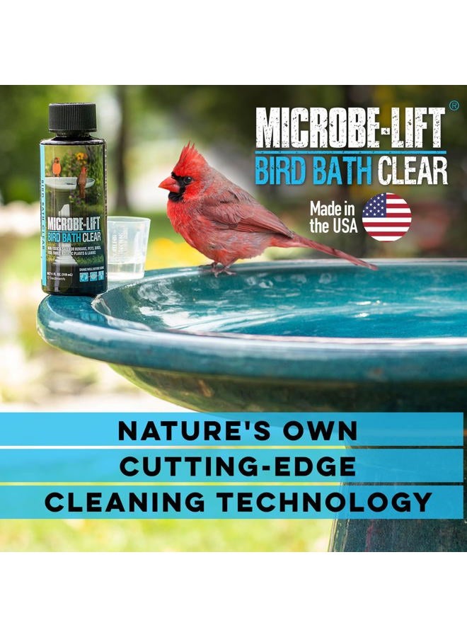 Microbe Lift حمام الطيور كلير ثنائي الوظيفة لتنظيف المياه ومعالجة السطح لحمامات الطيور والنوافير الخارجية، آمن للطيور والأسماك والضفادع (حمام الطيور كلير 4 أونصة) - Image 2
