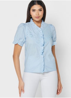 Frill Layer Detail Puff Sleeve Top