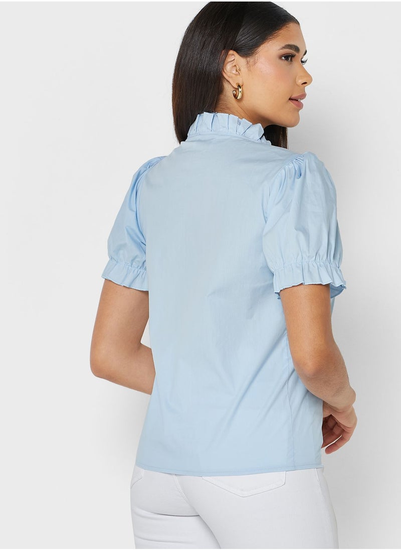 ELLA - Frill Layer Detail Puff Sleeve Top - Image 1
