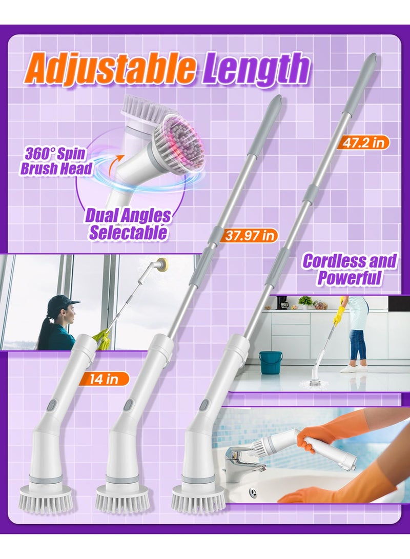 Beauenty Electric Spin Scrubber, Cordless Cleaning Brush IPX7 Waterproof with 6 Replaceable Brush Heads, 2H Power Dual Speed, Shower Scrubber with Extension Handle for Bathroom Tub Tile Floor Car - Image 5